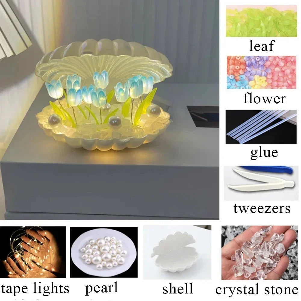 🌷AuraWow™ – Handmade Shell Tulip Glow Lamp