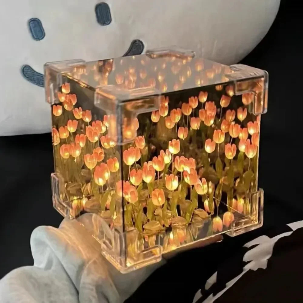 🌷 AuraWow™ – Tulip Night Light Cube