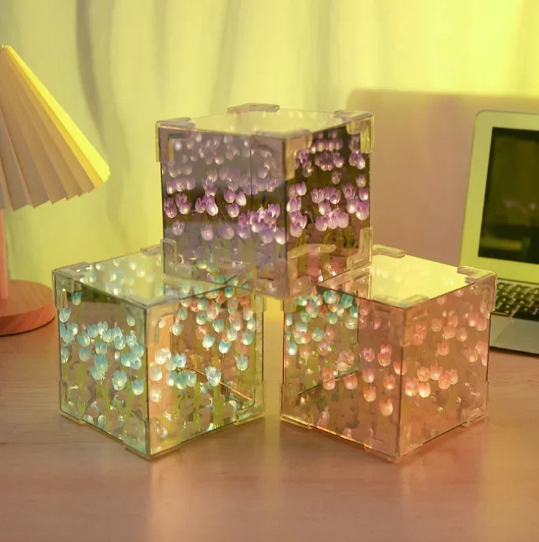 🌷 AuraWow™ – Tulip Night Light Cube