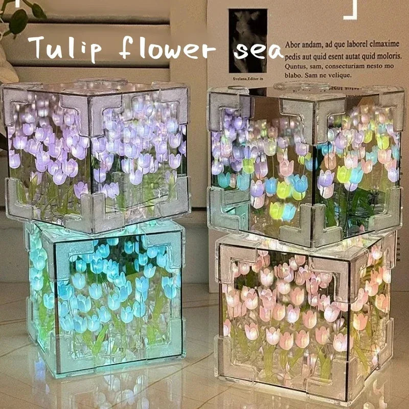 🌷 AuraWow™ – Tulip Night Light Cube