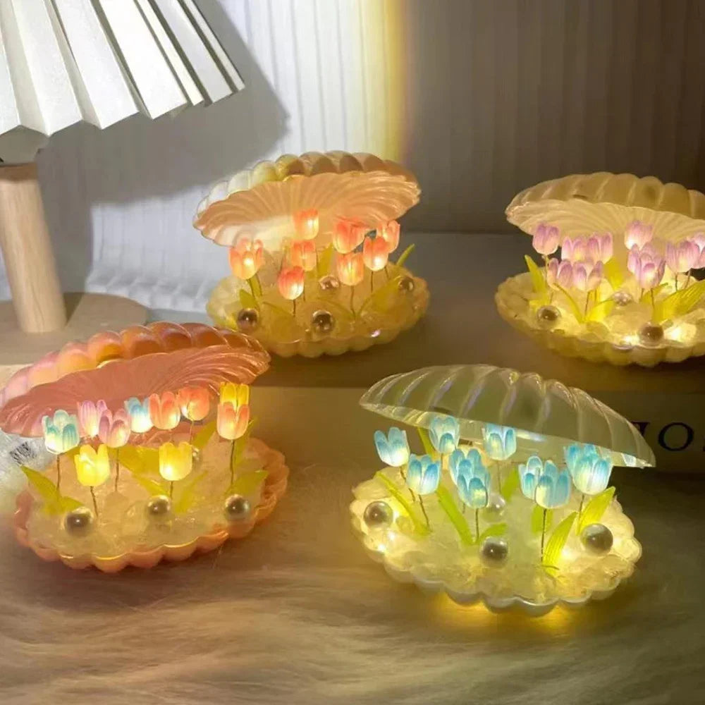 🌷AuraWow™ – Handmade Shell Tulip Glow Lamp