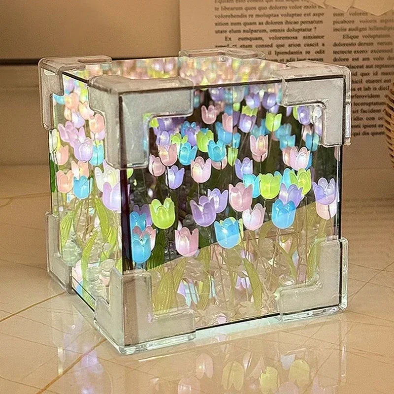 🌷 AuraWow™ – Tulip Night Light Cube