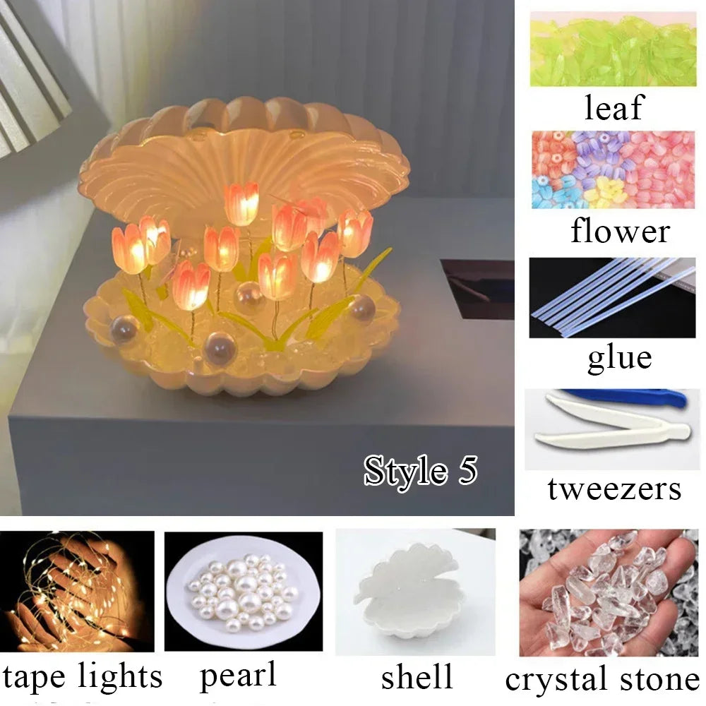 🌷AuraWow™ – Handmade Shell Tulip Glow Lamp