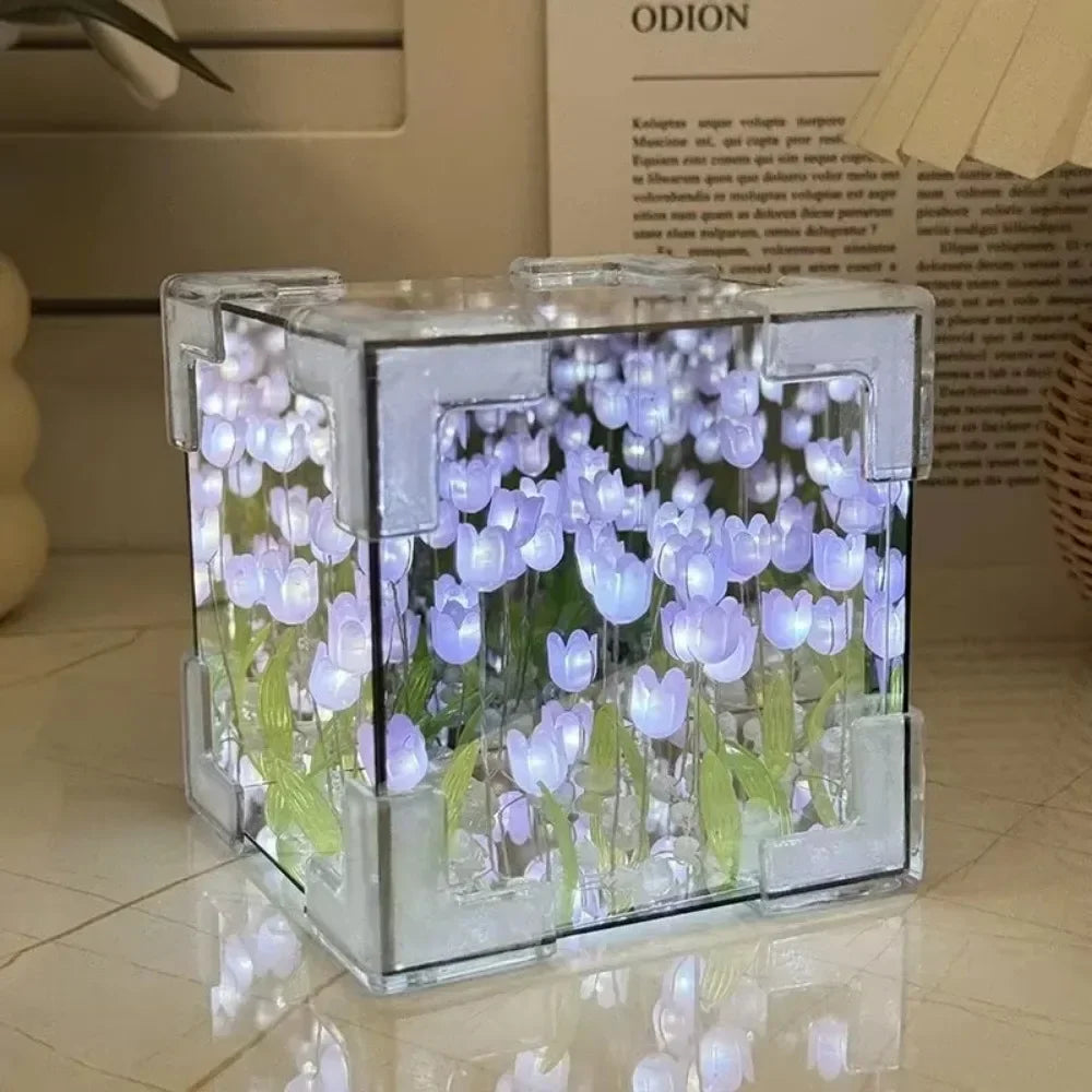 🌷 AuraWow™ – Tulip Night Light Cube