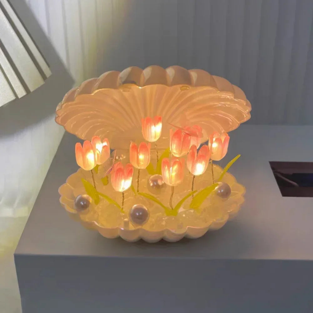 🌷AuraWow™ – Handmade Shell Tulip Glow Lamp