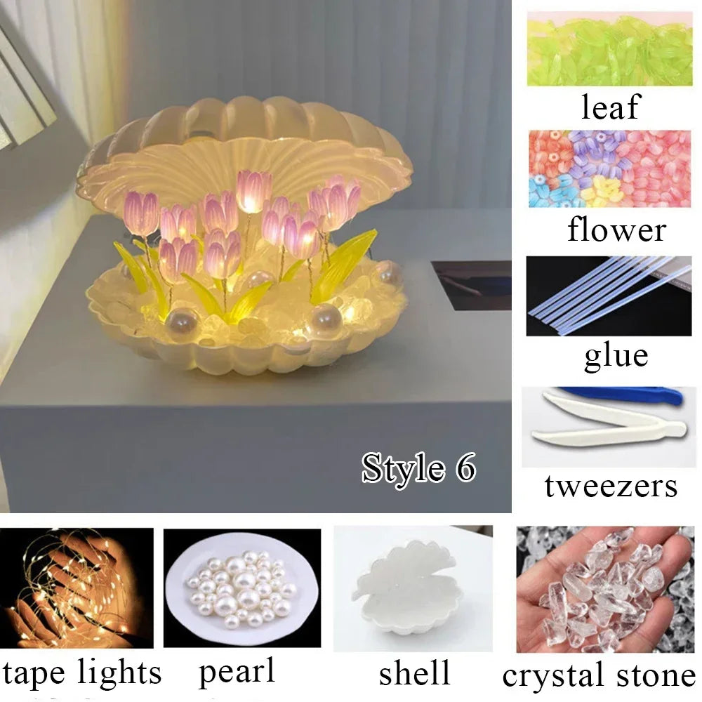 🌷AuraWow™ – Handmade Shell Tulip Glow Lamp