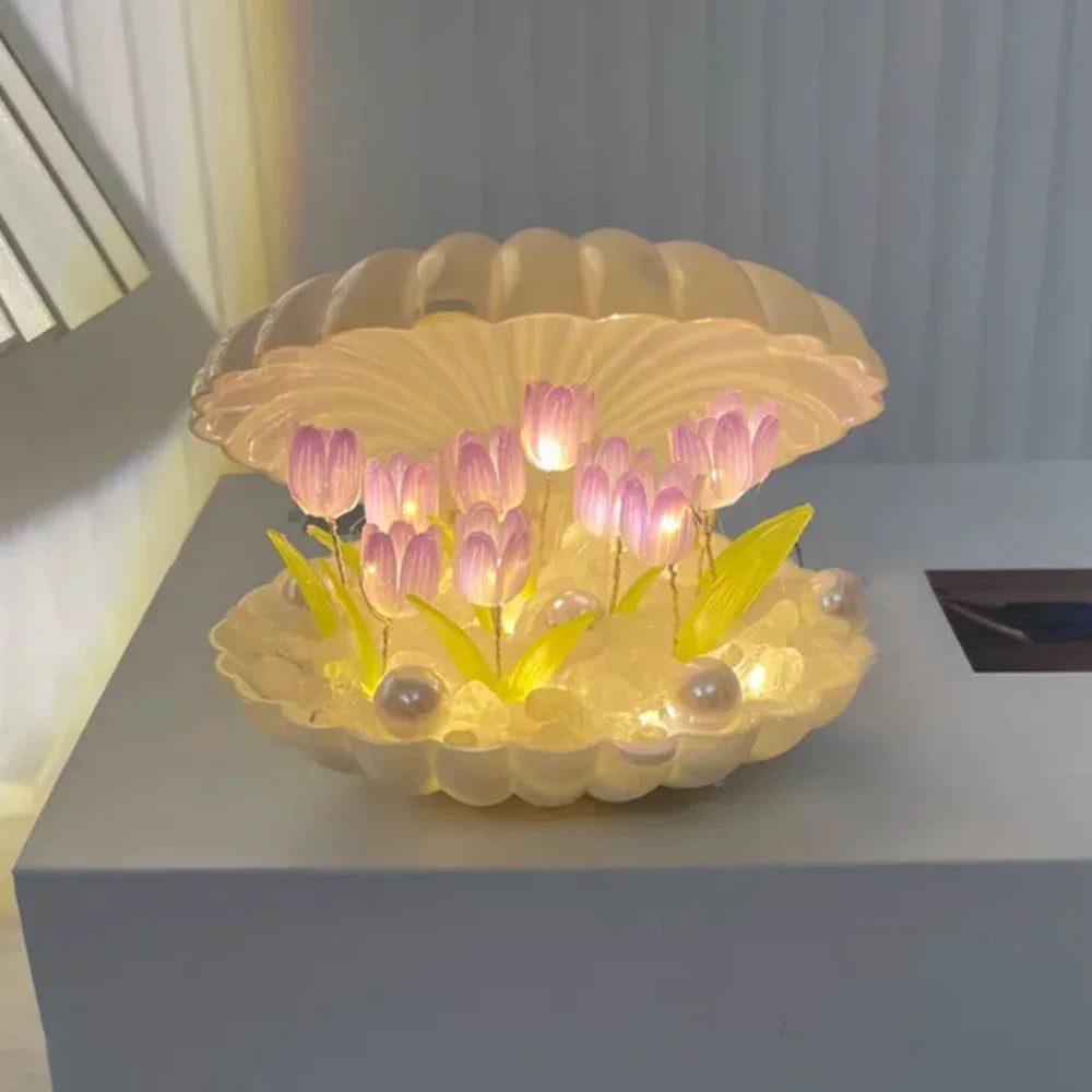 🌷AuraWow™ – Handmade Shell Tulip Glow Lamp